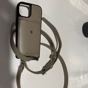 Bandolier Leather Phone Case with Strap - Gray